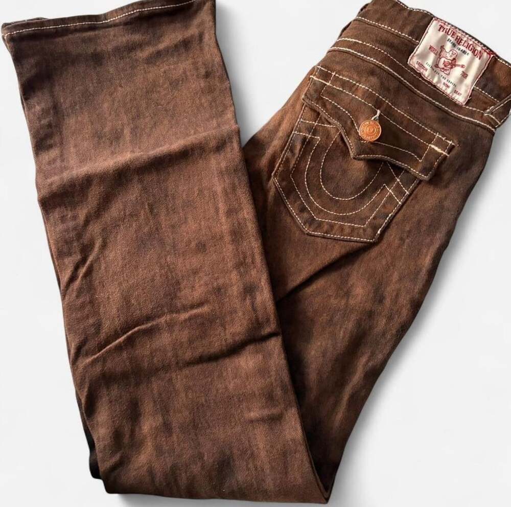 True Religion Becca Low Rise Bootcut Brown Jeans Size 27
